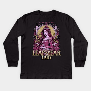 Leap Year Lady | Feb 29th Birthday Party Kids Long Sleeve T-Shirt